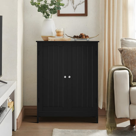 Iwell Bathroom Cabinet, Bathroom Storage Cabinet with 2 Doors & 2 Shelves, 3 Heights Available, Bathroom Floor Cabinet for Living Room, Bathroom, Kitchen, Home Office, Black Iwell
