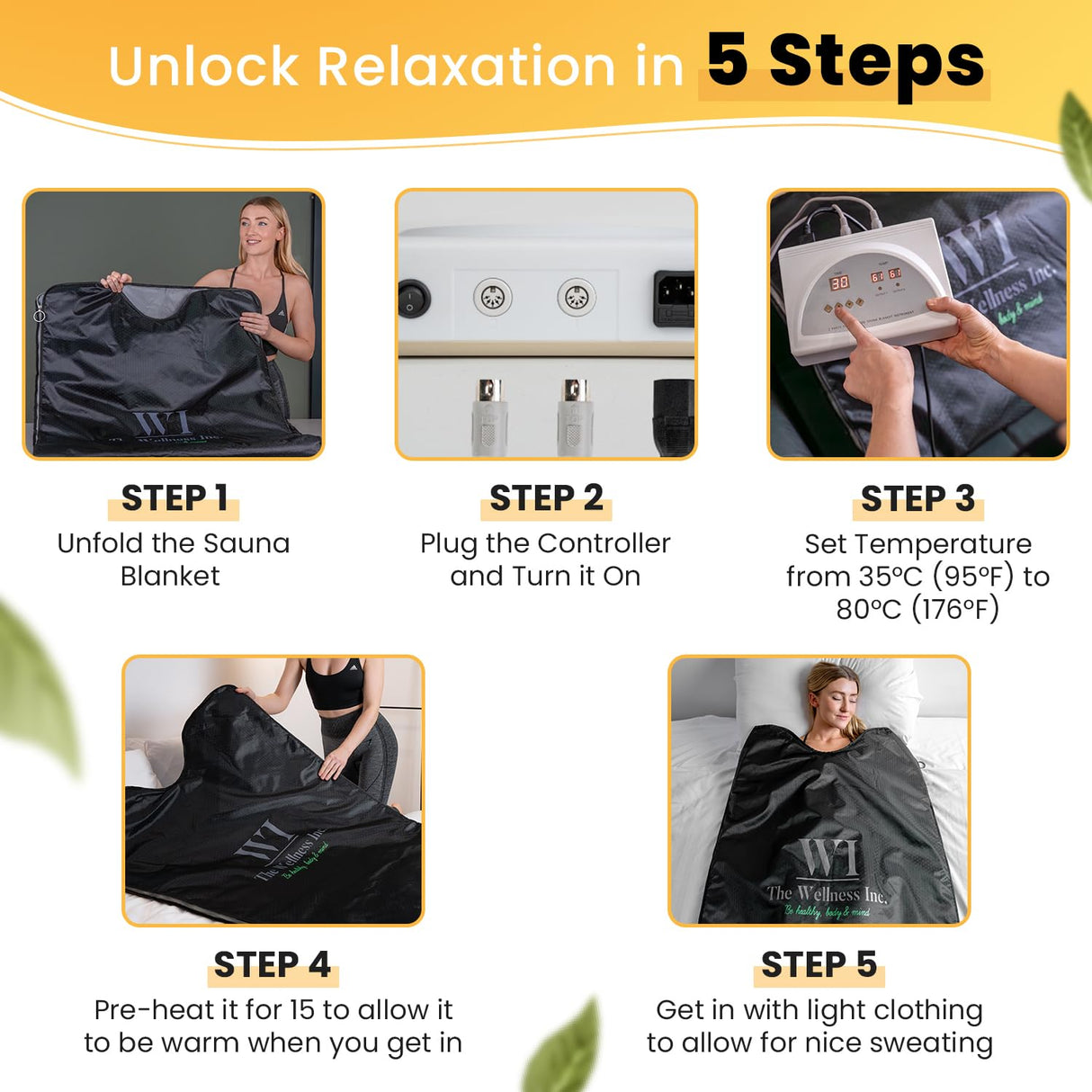 The Wellness Inc. Infrared Sauna Blanket - Portable Infrared Sauna for Home, Personal Sauna for Women & Men - Odourless, Fireproof & Waterproof Material - Includes Wrap Up Towel & Carry Storage Bag The Wellness Inc.