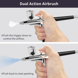XDOVET Professional Dual Action Airbrush Kit with 7ml Metal Paint Cup and Side Pot - Ideal for Tattoos, Makeup, Nails, Models - 0.2/0.3/0.5mm Needle - Complete Airbrush Kit XDOVET