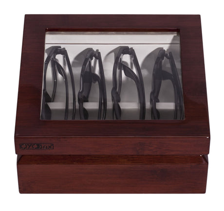 OYOBox Mini Luxury Eyewear Organizer, Wood Display Box for Glasses + Sunglasses, Mahogany OYOBox