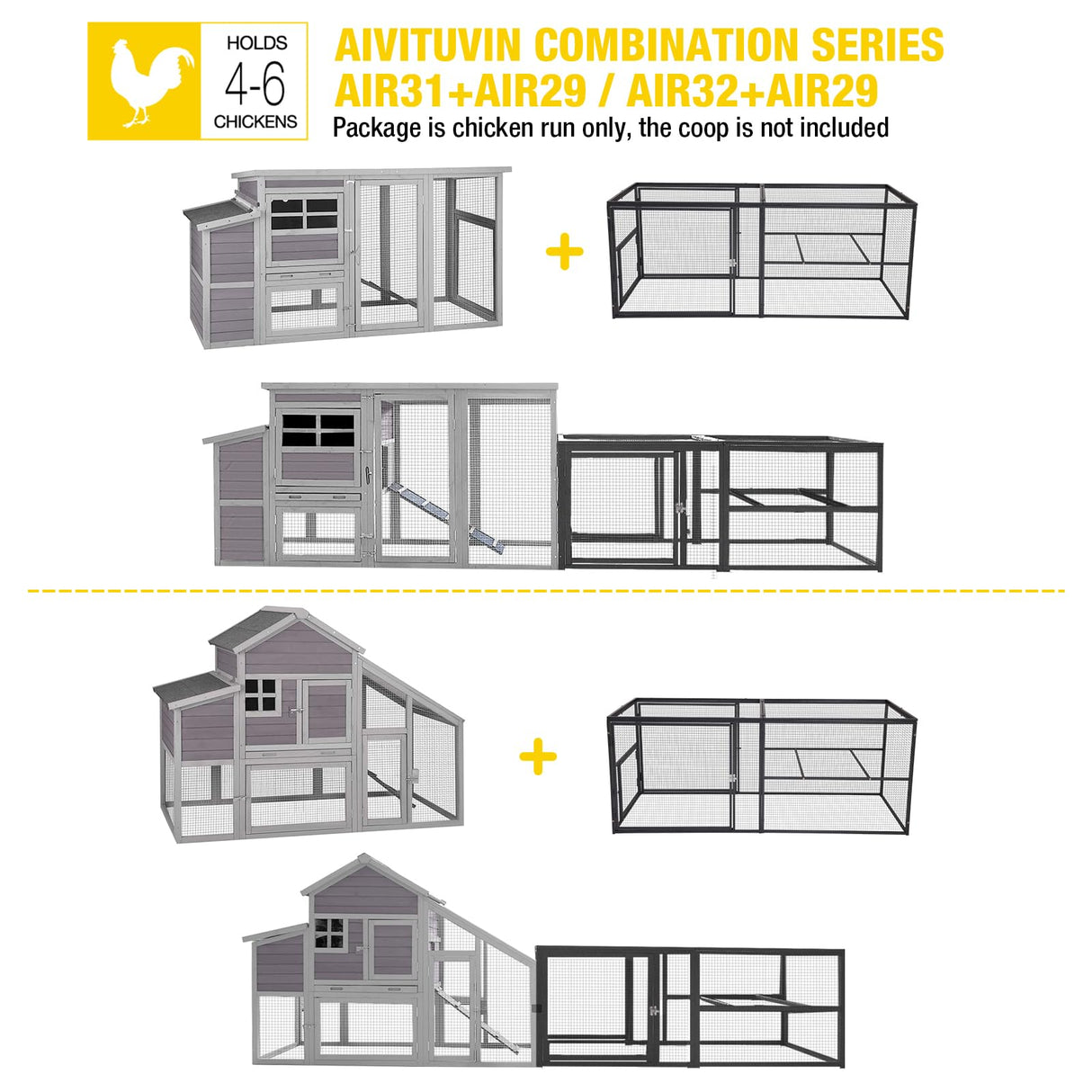 Aivituvin 71" Chicken Coop Run Extension Metal Frame with Perches, Outdoor Rabbit Run Duck House Enclosure with Detachable Door Aivituvin