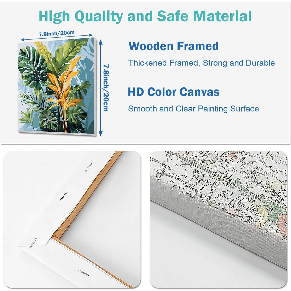 2 Pack Paint by Numbers with Frame,Plants Paint by Numbers Kit for Adults,Plant Painting by Numbers for Beginner on Canvas,Easy Oil Painting Arts Gift Crafts Kits for Home Wall Decor 8x8inch YarnWhimsy