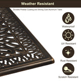 VINGLI 5 Pieces Outdoor Patio Dining Set, Cast Aluminium Patio Furniture Set with 4 Chairs and 1 Umbrella Table for Yard, Garden, Porch and Poolside, Bronze VINGLI