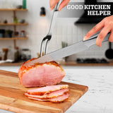 Browne Two Pronged Fork Tine Elite - 11 Inch Kitchen Forks Carving Fork for Meat Stainless Steel Kitchen Utensils Meat Fork Carving - Silver Heavy Duty Serving Fork Carving Set Meat Forks for Kitchen Guffman