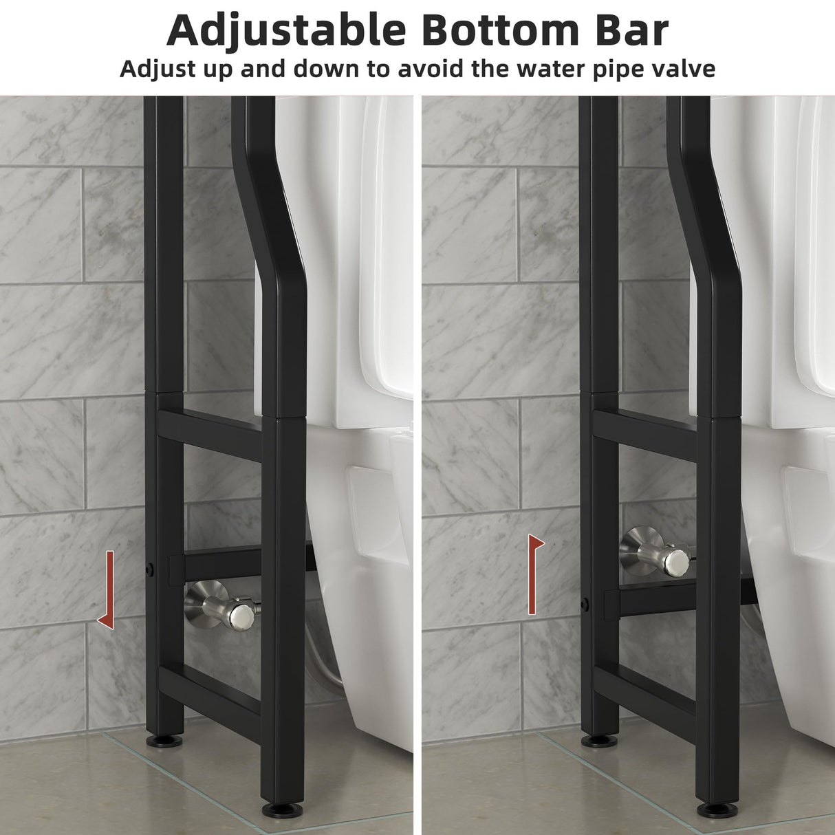 Livilord 3 Tier Over The Toilet Storage Rack with Toilet Paper Holder, Metal Freestanding Bathroom Shelves with 4 Hooks, Over Toilet Storage Shelf for Bathroom Storage, Black Livilord