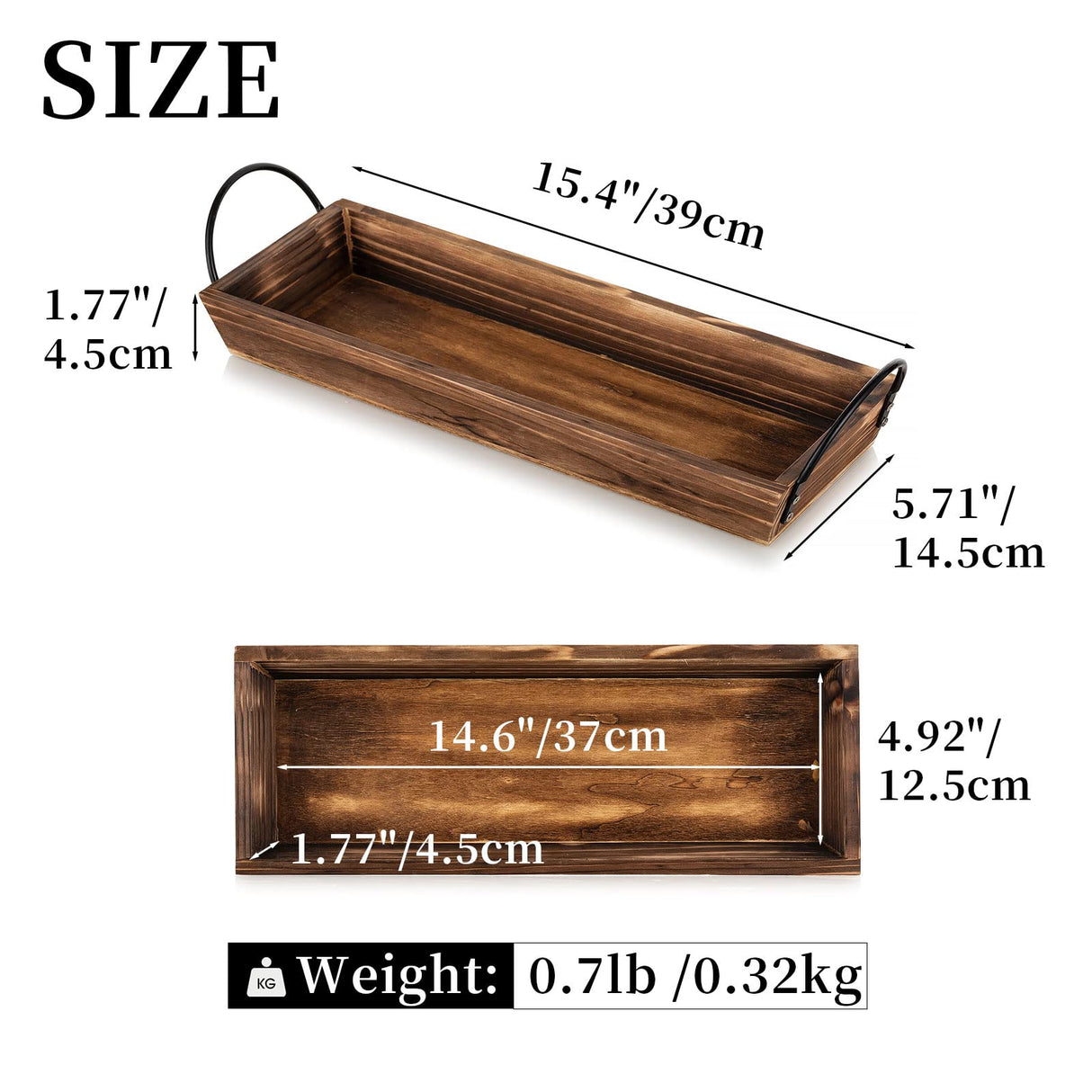 Long Narrow Wood Candle Tray: Hanobe Rustic Wooden Candle Holders Rectangular Table Centerpieces for Dining Room Farmhouse Pillar Stand with Handle Rectangle Tea Light Base Coffee Table Decor, Brown Hanobe