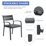 SUNSITT 11-Piece Outdoor Patio Dining Set, 63" - 105" Aluminum Expandable Outdoor Dining Table Set for 10, 10 Stackable Chairs with Gray Removable Cushions SUNSITT