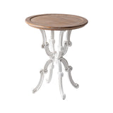 LONYKE Rustic Accent End Table, Farmhouse Side Table with Natural Top for Family, Dining or Living Room, Handcrafted Finish, White LONYKE