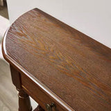 Mid-Century Console Table,Solid Wood Half Moon Table For Entryway Hallway Porch,Half Circle Table With Storage Drawer,Wooden Wall Sofa Table Small Accent Table(24"L x 12"W x 31"H, Cherry Wood) SUZEPER