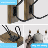 TEGUEPS Wall Hooks for Hanging,Coat Hooks,Hat Hangers for Wall,2 Pack Adhesive Towel Hooks for Bathroom,Wood Coat Rack for Robe Keys Backpack Purse(Weathered Brown) TEGUEPS