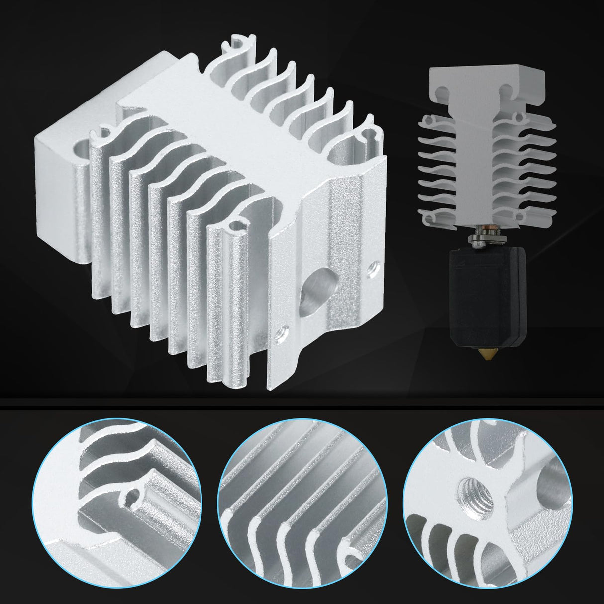 3D Printer xirbbo Heat Dissipation Block, Ender 3 V3 Silver Aluminum 3D Printer Heatsink Radiator, Hotend Replacement Parts 3D Printing Heatsink Accessory, for Ender 3 V3 KE and Ender 3 V3 SE Xirbbo
