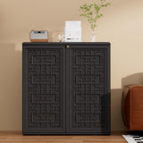 Mrosaa Indoor Outdoor Storage Cabinet Waterproof with Shelf,Plastic Storage Sheds Outdoor Cabinets for Patio/Garden/Backyard, Size 34.3''L*15''W*36.2''H（Black） Mrosaa