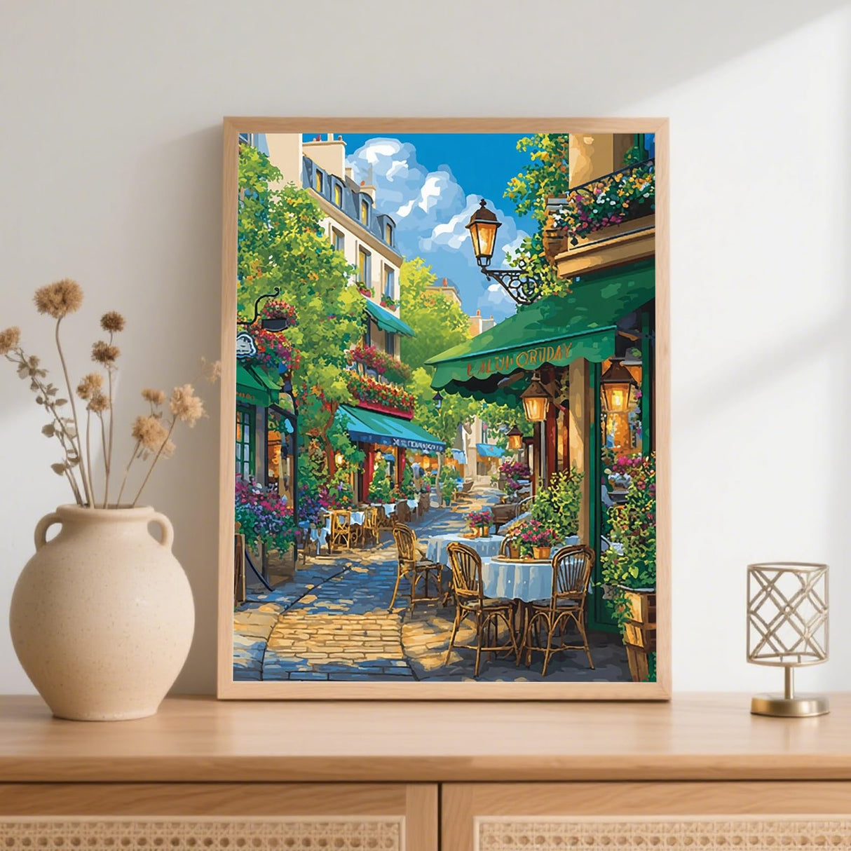 Ceiomez Paint by Numbers Kit for Adults, Street Cafe Paint by Number, Street Paint by Numbers for Adults Beginner for Gift Home Wall Decor 16x20 Inch Ceiomez