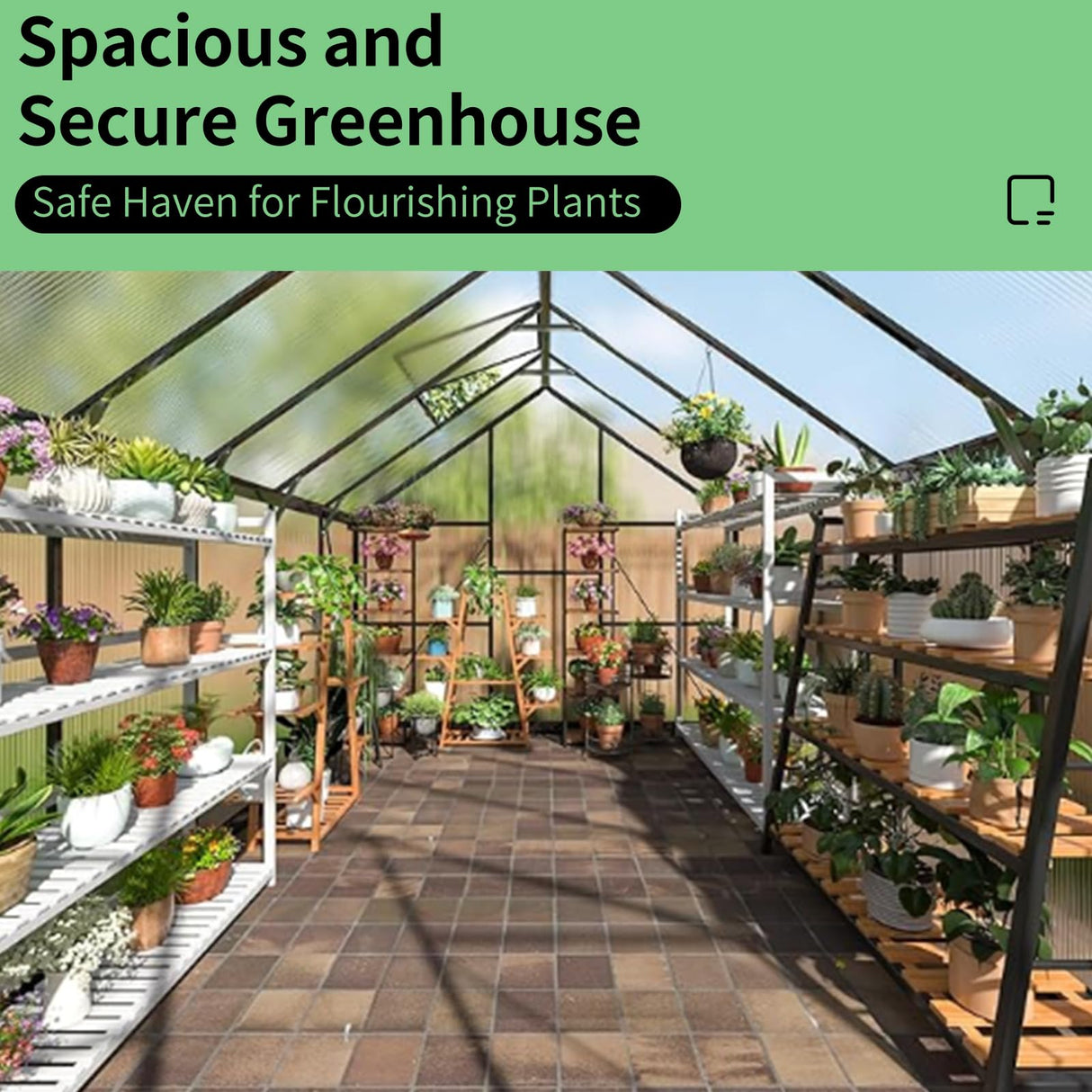 6X10 FT Polycarbonate Greenhouse with Quick Setup Structure, Walk-in Hobby Greenhouse Storage Shed with Sliding Doors and Roof Vent, Sunroom Aluminum Hot House for Outdoor Garden Backyard, Green Yayzy