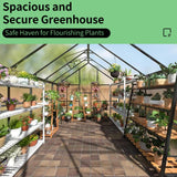 6X10 FT Polycarbonate Greenhouse with Quick Setup Structure, Walk-in Hobby Greenhouse Storage Shed with Sliding Doors and Roof Vent, Sunroom Aluminum Hot House for Outdoor Garden Backyard, Green Yayzy