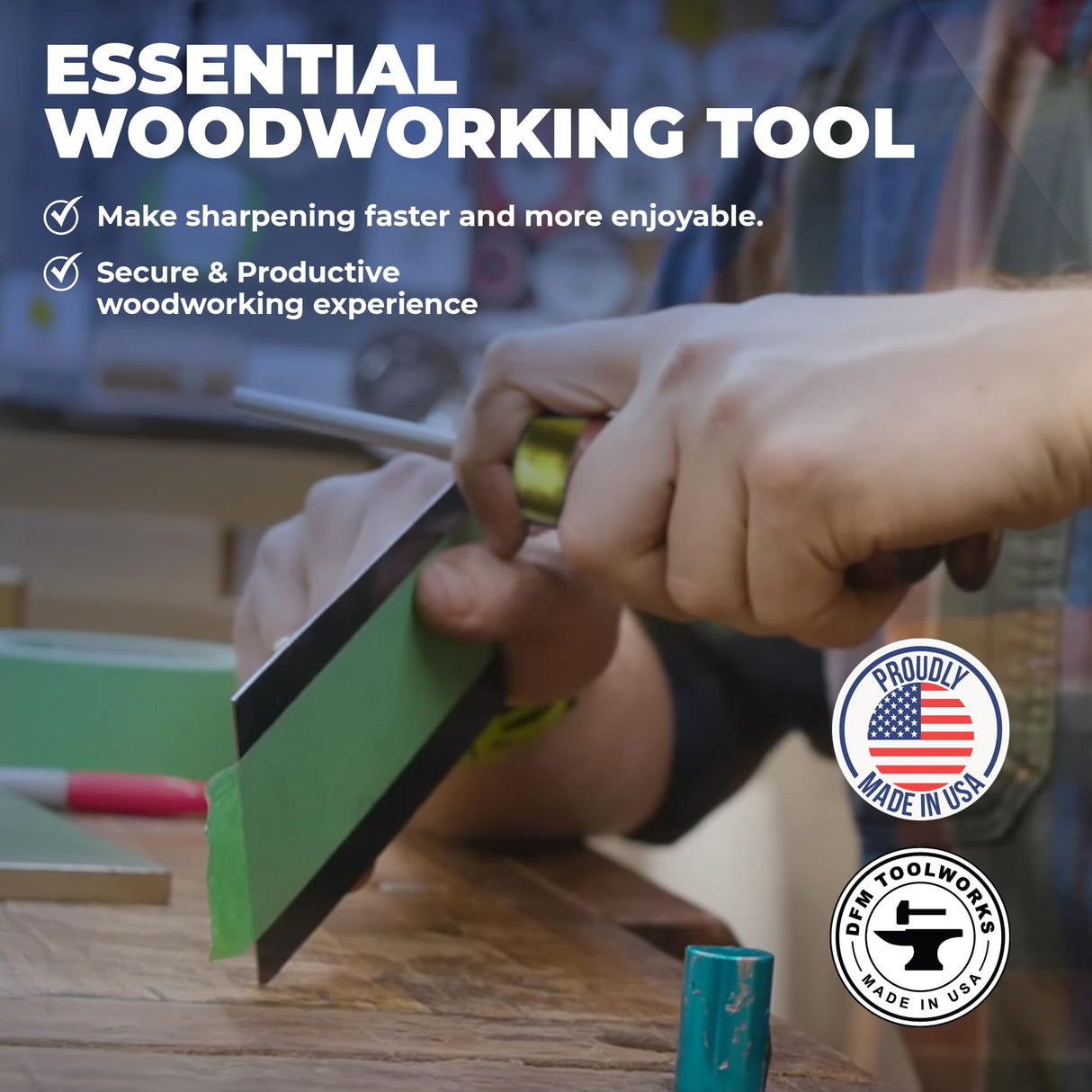 DFM Tool Works Cabinet Scraper Burnisher Tool - with Hard Maple Handle and Super Hard High Speed Steel Rod - Ideal for Card Scraper Burnishing and Woodworking Applications - Made in USA DFM Tool Works