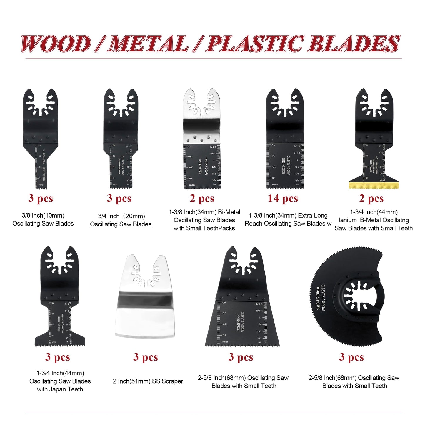 162𝑷𝑪𝑺 Oscillating Saw Blades Accessories - Multi Tool Blades and Sanding Kits - Precise Cuts on Wood, Metal, Plastics - Quick Release Compatible with Dewalt,Milwaukee Makita, Ryobi, Rockwell - WoodArtSupply