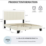 ZZBINUS Full Size Bed Frame with Adjustable Tufted Headboard – Velvet Upholstered Platform Bed, Sturdy Frame & Slats, No Box Spring Needed, Noise-Free, Easy Assembly (Beige, Full) ZZBINUS