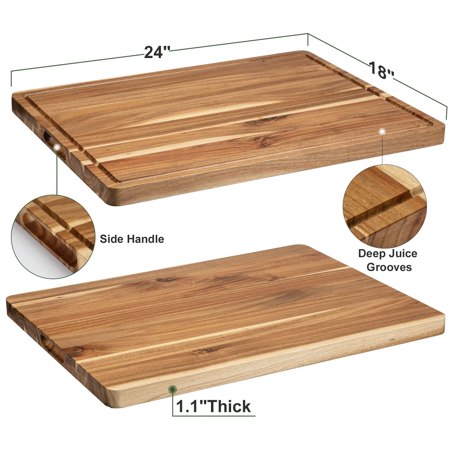 24 x 18 Inch Large Acacia Wood Cutting Board, Extra Large Kitchen Cutting Board with Juice Slot, Thick Solid Wood Cutting Board, Butcher Block,