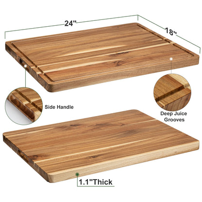 24 x 18 Inch Large Acacia Wood Cutting Board, Extra Large Kitchen Cutting Board with Juice Slot, Thick Solid Wood Cutting Board, Butcher Block,