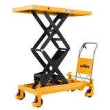 Xilin Hydraulic Lift Table Cart, Hand Lift Platform 1760 lbs Capacity 59" Lifting Manual Double Scissor Cart with 4 Wheels, for Material Handling and Transportation Xilin