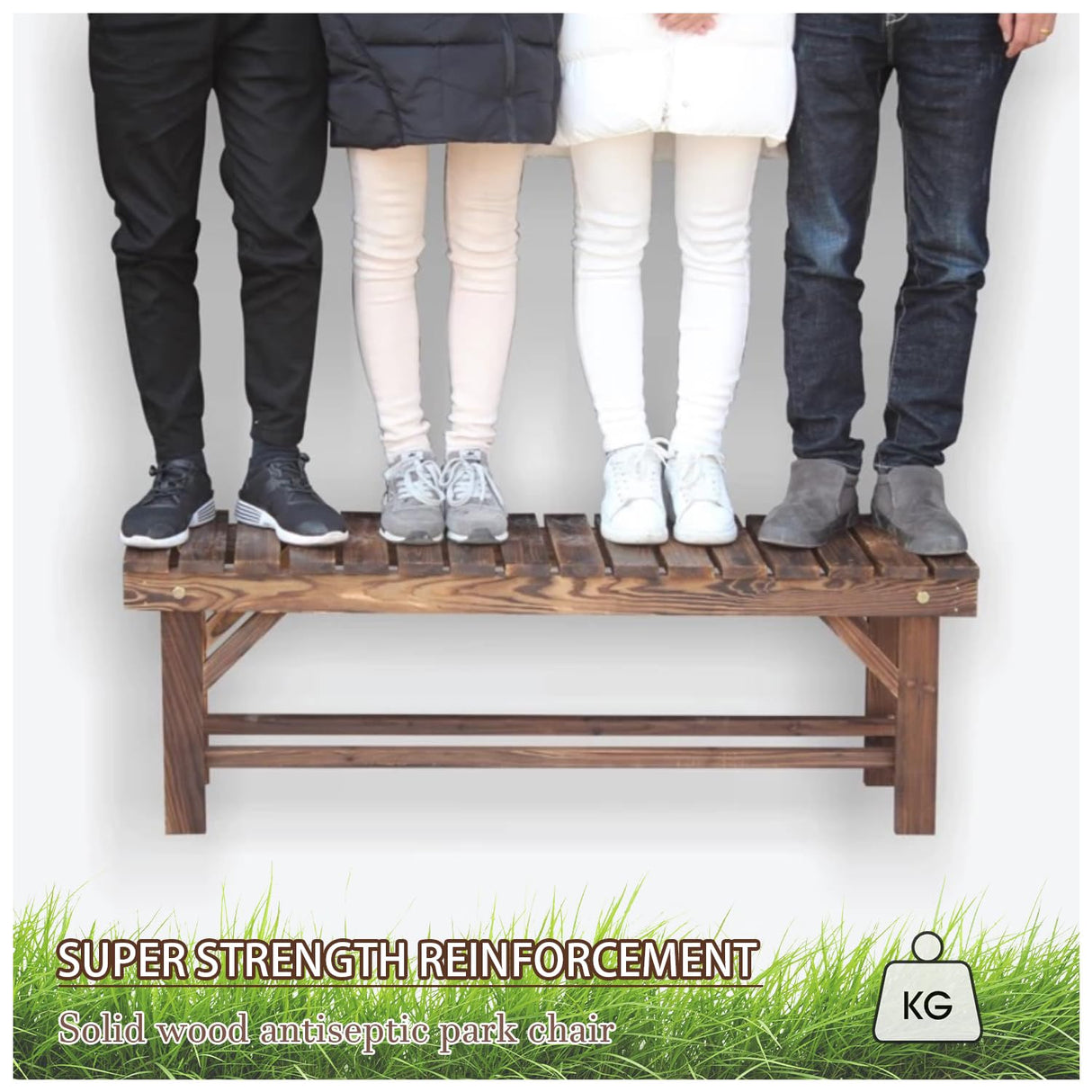 LSPYYDS Outdoor Garden Bench, 2-Person Wood Patio Bench Weatherproof Outdoor Backless Bench, Anti-Corrosion and Anti-Rust Garden Benches for Garden Lawn Porch Park Backyard 90x35x40cm LSPYYDS