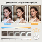 knoworld Vanity Desk with Sliding Mirror & LED Lights, Smart Makeup Table with Charging Station, Hairdryer Holder, 7 Shelves, 3 Drawers, 2 Cabinets, Vanity with Extra Hidden Stroage for Bedroom,Black knoworld