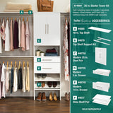 ClosetMaid SuiteSymphony Wood Closet Organizer Starter Kit Tower and 3 Hang Rods, Shelves, Adjustable, Fits Spaces 5 – 10 ft. Wide, Pure White, 25" ClosetMaid