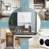 Tangkula White Wall Mounted Bathroom Storage Cabinet with Adjustable Shelves and Double Louvered Doors Tangkula