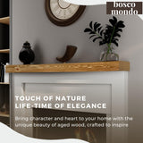 BoscoMondo Solid Wood Fireplace Mantel Shelf, Floating Mantle for Living Room, Farmhouse Rustic Wood Mantel, Easy Wall Mount with Heavy-Duty Metal Bracket (54", Oak) BoscoMondo
