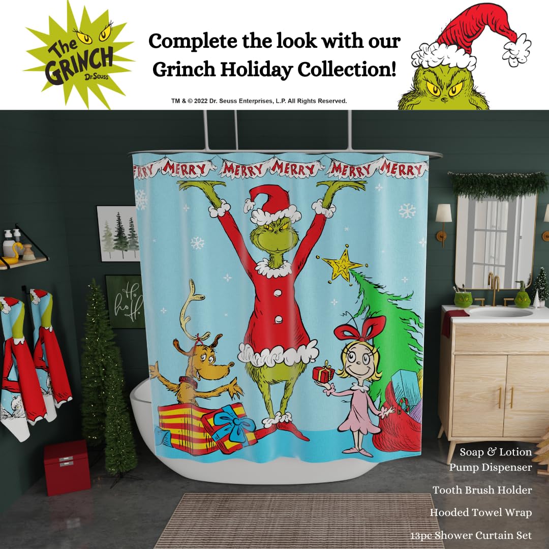 Franco Collectibles Grinch by Dr. Seuss Holiday & Christmas Non Slip Plush Poly Knit Bathroom Mat Rug, 21x34, (Officially Licensed Product) Franco