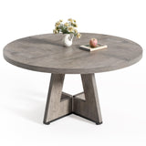 LITTLE TREE Round Dining Table for 4-6 People, 47 Inches Dining Room Table with Wooden Pedestal Base, Grey Dinner Table, Circle Kitchen Table for Dining Room, Kitchen, Living Room(Table Only) LITTLE TREE