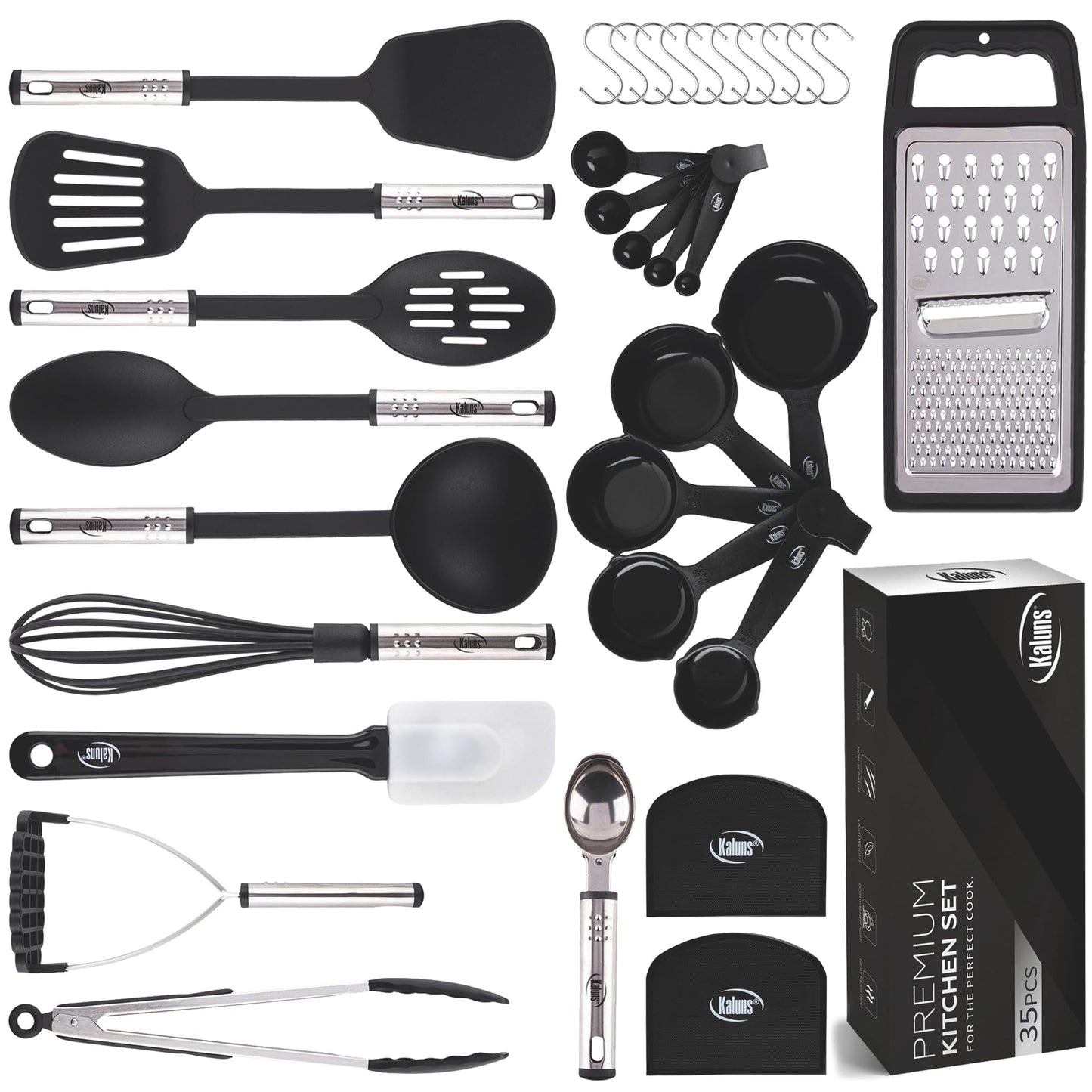 Kitchen Utensils Set 35 PCS Cooking Utensils Set, Nonstick and Heat Resistant Nylon Stainless Steel Silicone Spatula Set - Kitchen Gadgets Home Essentials Kitchen Accessories, Apartment Must Haves