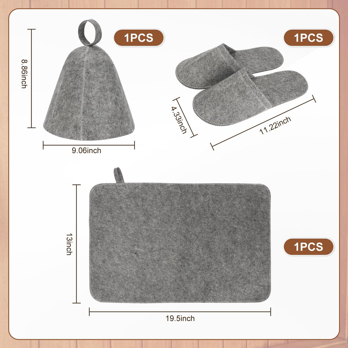 Sauna Backrest Sauna Accessories Wooden Slip-Resistant Non-Toxic Comfortable S-Shape Design Sauna Chair - Sauna Accessories with Felt Sauna Hat, Seat Pad and Slippers for Any Barrel or Infrared Sauna Ziimaikery