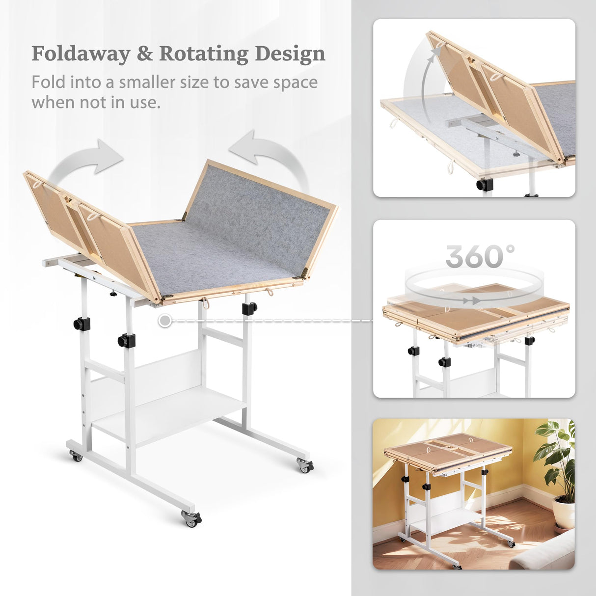 Becko US 2000 Piece Tilting & Rotating Jigsaw Puzzle Table with 8 Drawers & Cover, Foldable Puzzle Board with 5 Tilt Angles & Height Adjustment, Puzzles Storage, for 2000 Pieces Jigsaw Puzzles Becko US