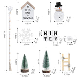 FESTGLOX 14Pcs Winter Christmas Tiered Tray Decor, Snowman Wood Signs Set for Tiered Tray, Small Rustic Winter Snowman Signs and Christmas Tree for Home Table Decoration (Tray Not Included) FESTGLOX