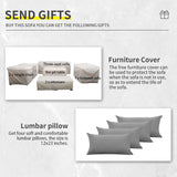 Lviden 7 Piece Wicker Patio Furniture Sets Outdoor Conversation Set, PE Rattan Sectional Sofa Couch with Fire Pit Table and Non-Slip Grey Cushions, Furniture Covers Included Lviden