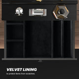 upcessory Cologne Organizer for Men, 4 Tier Black Wood Perfume Organizer with Felt Lining Drawer and Hidden Compartment, Perfume Display Holder, A Gift for Men upcessory