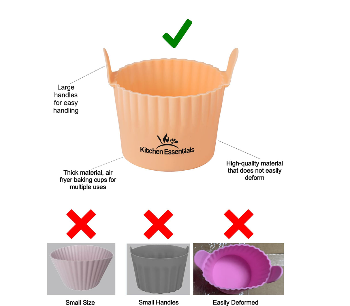 Air Fryer Baking Ramekins – Premium Food-Grade Silicone Mold Cups – Easy Release Nonstick Bakeware Set, 4-Pack for Eggs, Muffins, Cupcakes, Puddings, Tarts, Custards, and More! Kitchen Essentials