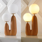 JONATHAN Y JYL4065A Oda 17.75" 2-Light Modern Bohemian Resin/Iron/Frosted Glass Danish Cactus LED Table Lamp, Brown Wood Finish, for Living Room, Office, Bedroom JONATHAN Y