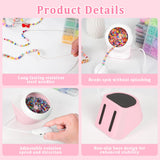 Myartype Clay Bead Spinner and Seed Bead Spinner, 2-in-1 Electric Bead Spinner for Jewelry Making, Bracelet Spinner and Necklace Making Machine with Bead Needles and Thread (Pink) Myartype