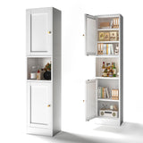 Boegica 67" Tall Metal Bathroom Storage Cabinet,6-Tier Freestanding Linen Tower with 2 Doors,Narrow Slim Metal Locker Storage Cabinet for Small Spaces,Modern,White Boegica