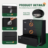 Letaya Lateral 3 Drawer File Cabinets with Lock, Metal Filing Storage Vertical Cabinets,Home Office Furniture for Organization Hanging Letter/Legal/F4/A4(Black) Letaya