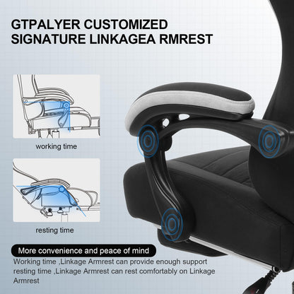 GTPLAYER Gaming Chair, Computer Office Chair with Pocket Spring Cushion, Linkage Armrests and Footrest, High Back Ergonomic Computer Chair with Lumbar Support Task Chair with Footrest