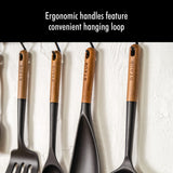 STAUB Silicone Spatula Turner, Perfectly Angled for Lifting Pancakes, Sandwiches and Picking up Veggies Durable BPA-Free Matte Black Silicone, Acacia Wood Handles, Safe for Nonstick Cooking Surfaces STAUB