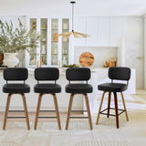 Bekrvio 26" Swivel Faux Leather Bar Stools Set of 4 with Ergonomic Backrest and Walnut Bent Wood Legs Bekrvio