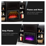 Tangkula 70" Mantel Fireplace, 750W/1500W Electric Fireplace w/Mantel & Built-in Bookshelves, 28.5-Inch Electric Fireplace w/Remote Control, 1-8H Timer, Adjustable Flame Brightness & Color (Black) Tangkula