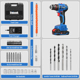 Vniissok Cordless Drill Set,18V Brushless Power Drill Kit with Battery and Charger, 3/8" Keyless Chuck, Variable Speed, Drill Driver Bits Kit for Drilling and Tightening/Loosening Screws Vniissok