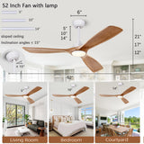 Ceiling Fans with Lights, 52 Inch Ceiling Fan with Remote/APP Control,3CCT Dimmable Light,Noiseless Reversible DC Motor,3 Solid Wood Blades,Indoor/Outdoor Ceiling Fans for Bedroom,Farmhouse,Patio ducrew