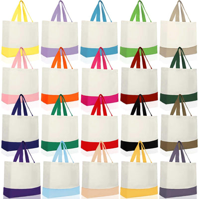 Silkfly 20 Pack 12 oz Large 18.5 x 15 Inch Canvas Sublimation Tote Bags Bulk with Handles Shopping Reusable Blank Cloth Bags Plain Cotton Tote Bag Large for Decoration Gift DIY Crafts, 20 Colors